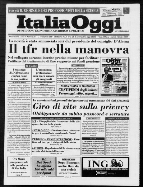 Italia oggi : quotidiano di economia finanza e politica